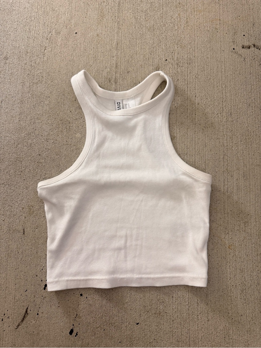 White Ribbed Racerback Crop Tank